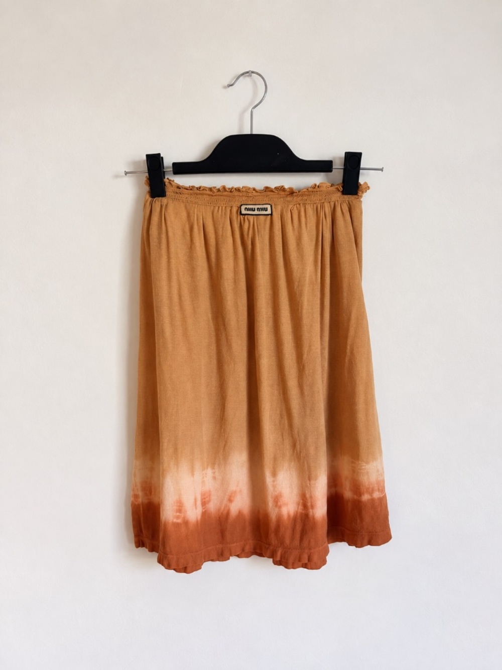 Authentic Miu Miu Orange Tie-Dye Cotton Midi Skirt Size XS